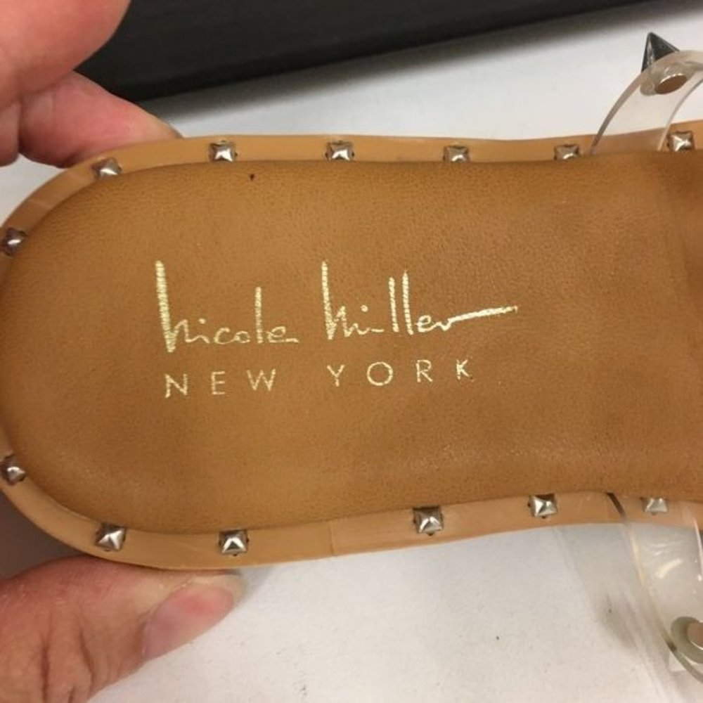 NWOB Nicole Miller Romine Studded Vegan Leather Strappy Slip-on Sandal - Picture 4 of 6